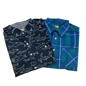 Faded Glory Paper Denim & Cloth Shirts 10/12 Button Up Short Sleeve Plaid Sharks